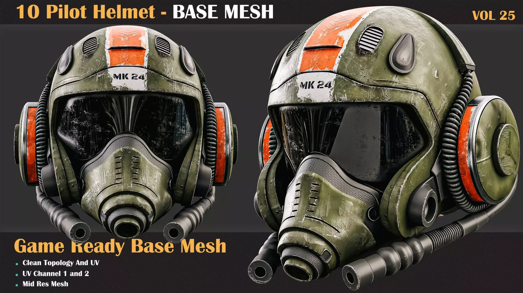 10 Pilot Helmet BASE MESH - VOL 25   3D model_0