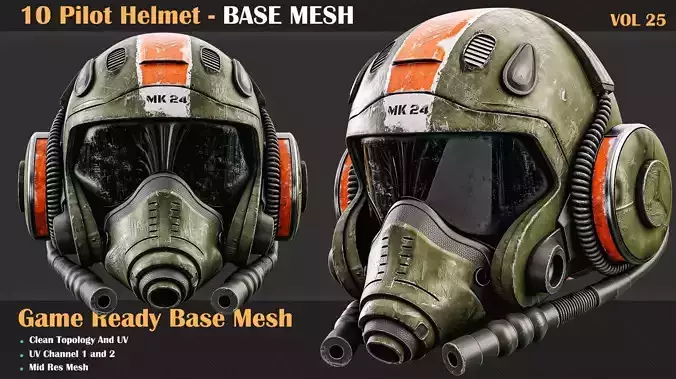 10 Pilot Helmet BASE MESH - VOL 25  