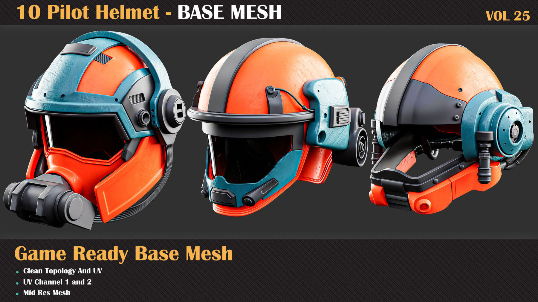 10 Pilot Helmet BASE MESH - VOL 25   3D model_4