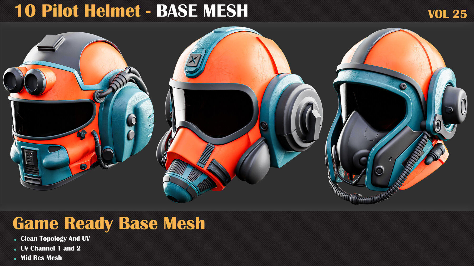 10 Pilot Helmet BASE MESH - VOL 25   3D model_3