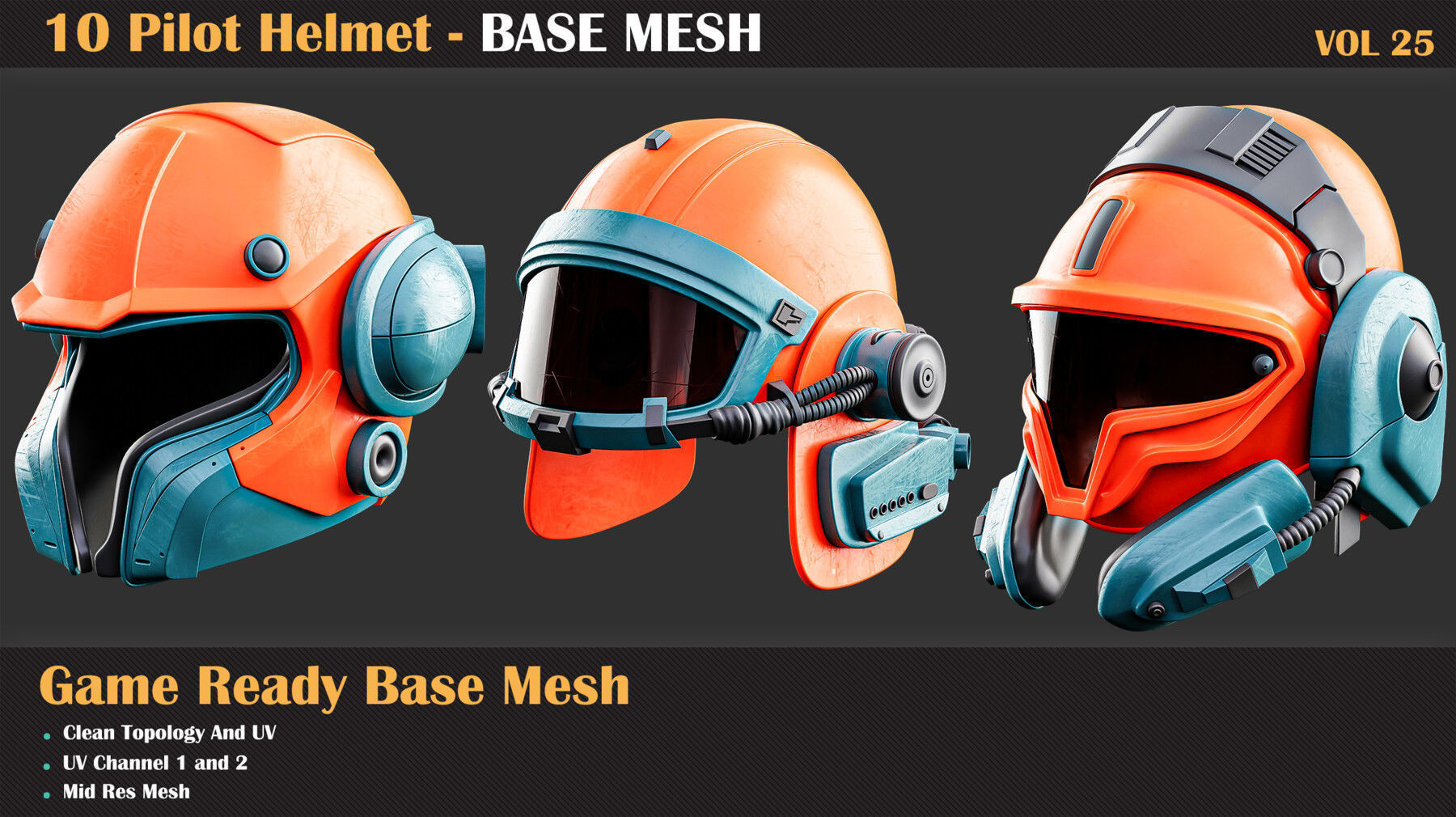 10 Pilot Helmet BASE MESH - VOL 25   3D model_2