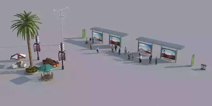 Street commercial elements 3D models