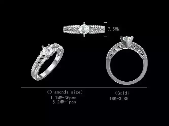 Diamond engagement  ring for women 3D model