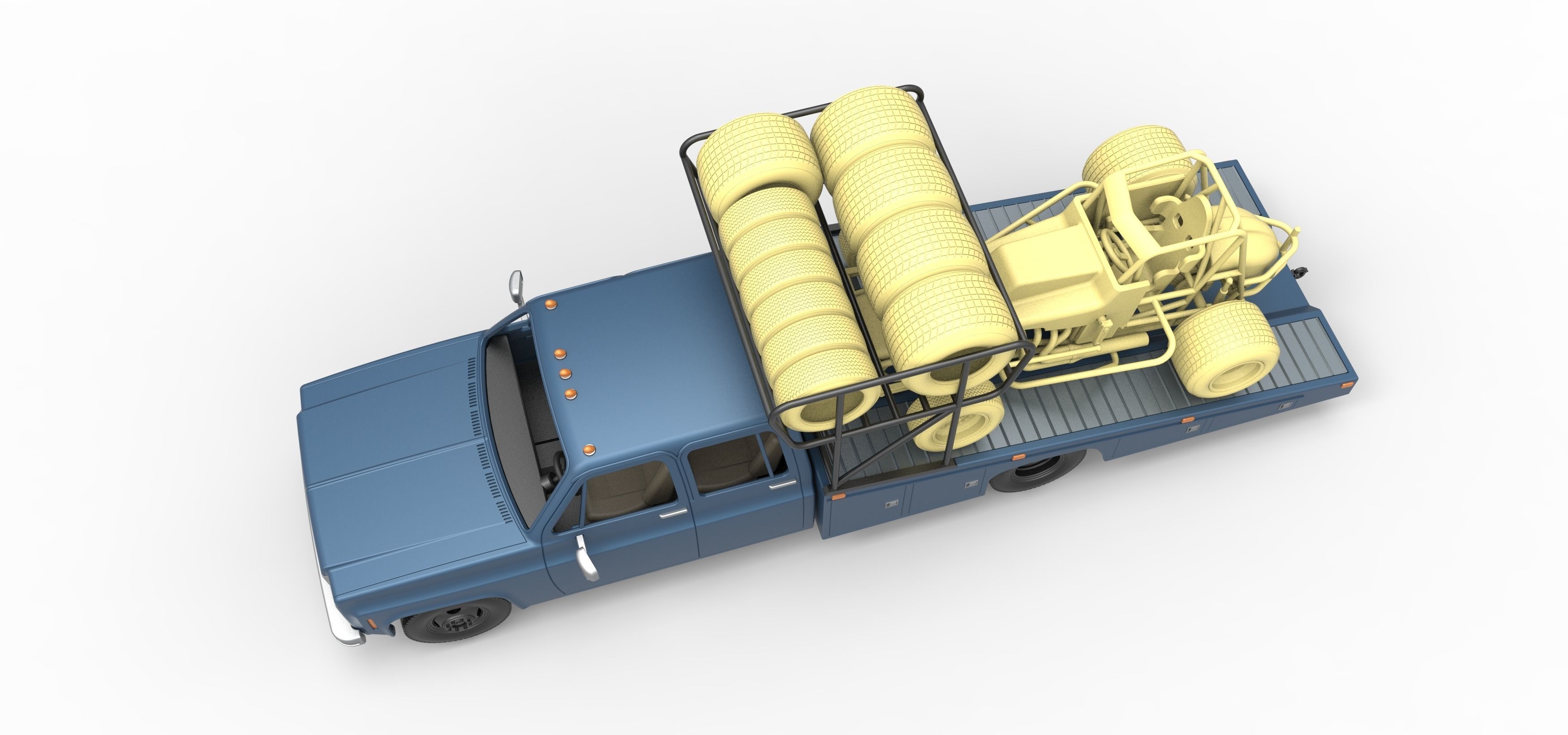 Vintage Transporter truck for Race car Version 2 Scale 1 to 25 3D print model_2