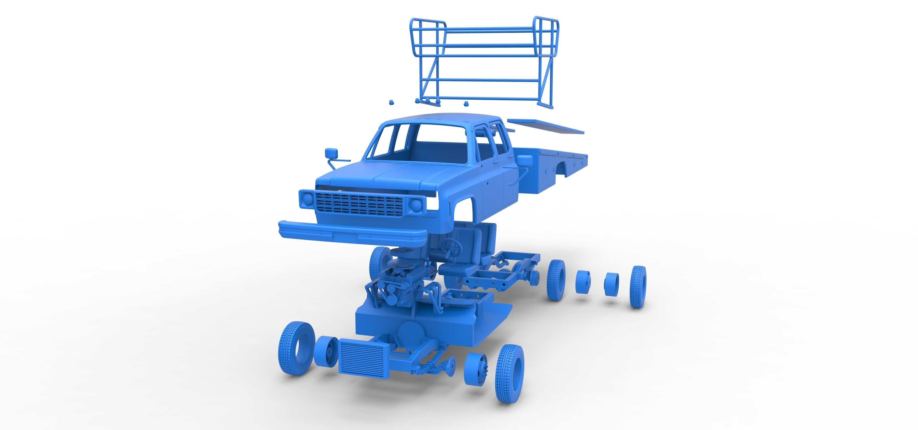 Vintage Transporter truck for Race car Version 2 Scale 1 to 25 3D print model_54