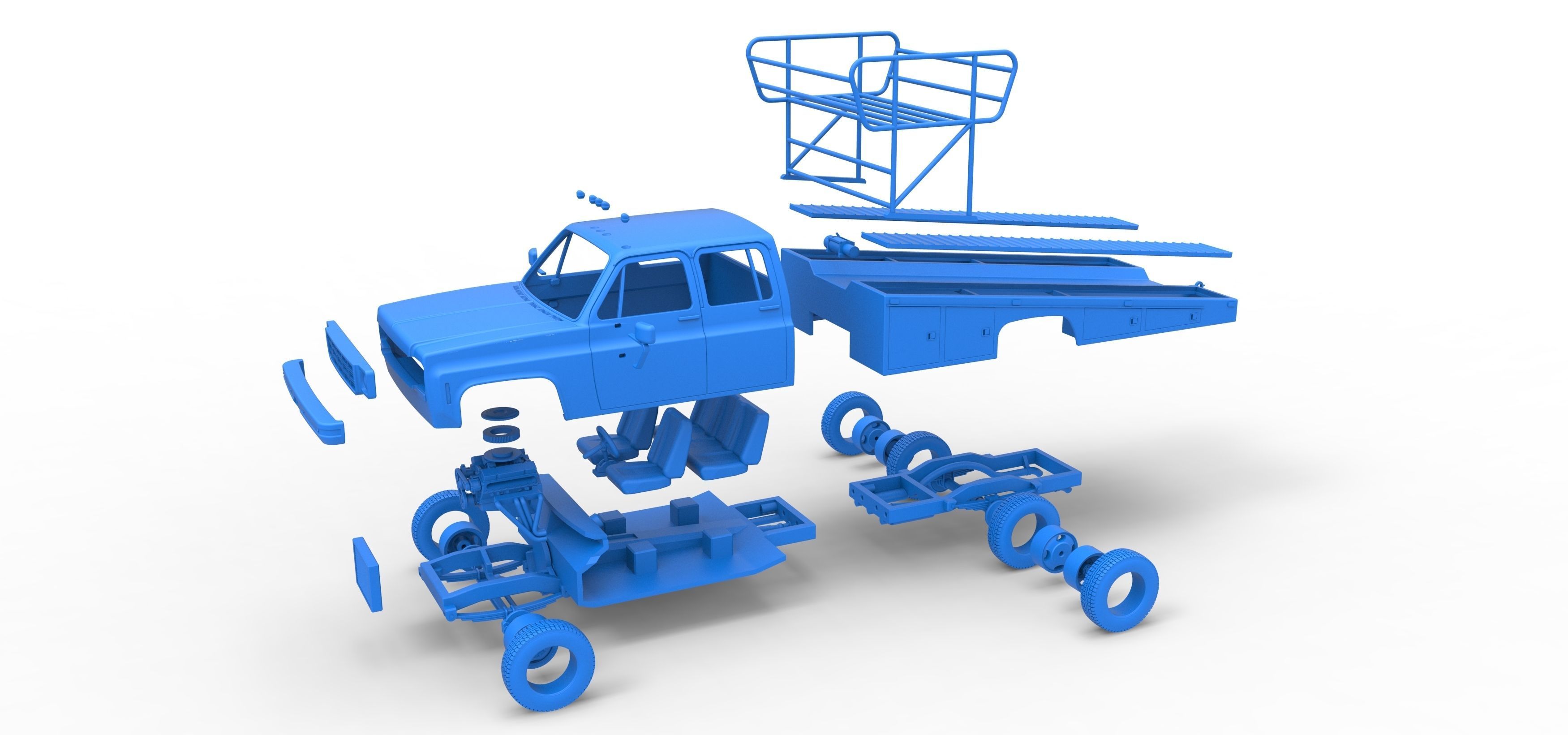 Vintage Transporter truck for Race car Version 2 Scale 1 to 25 3D print model_51