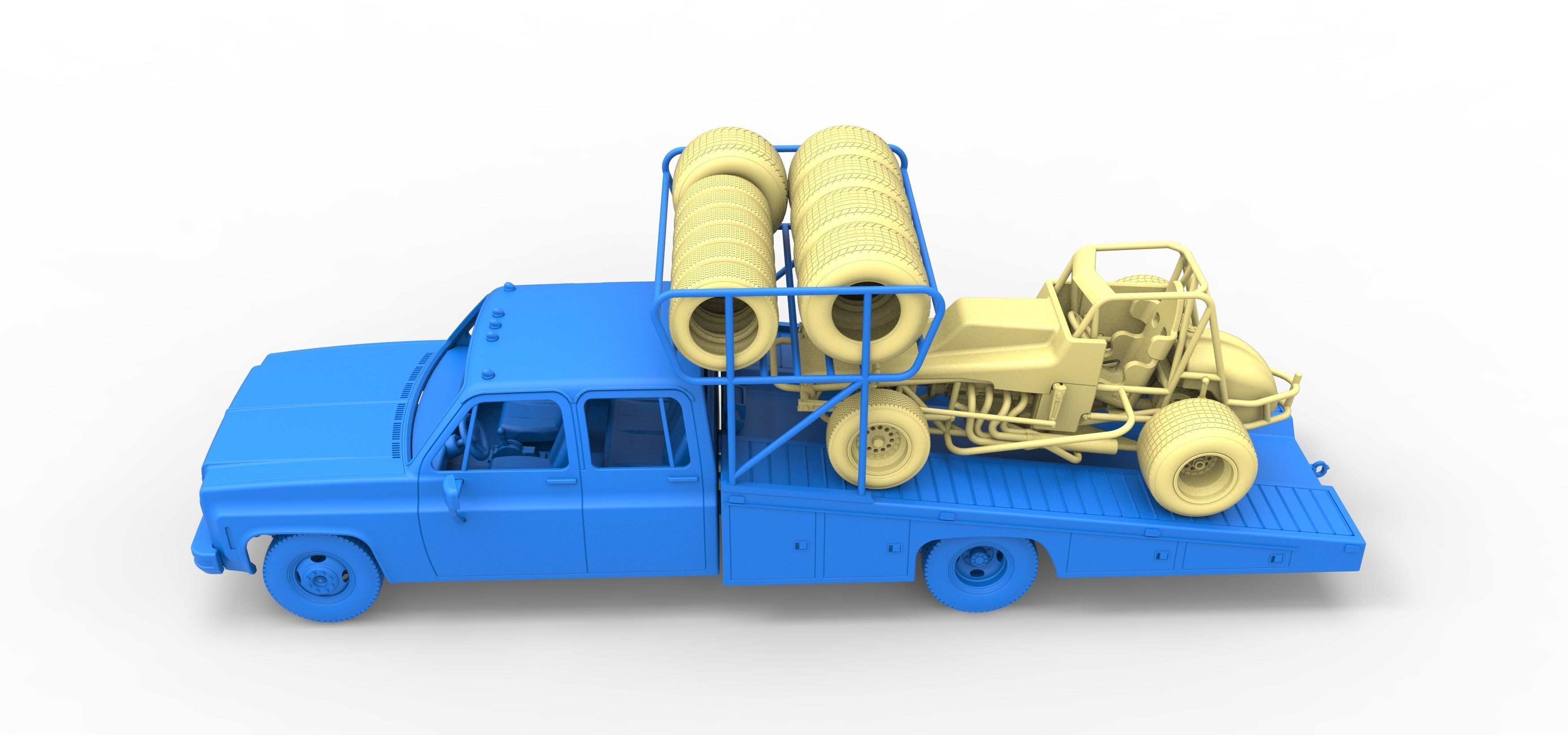 Vintage Transporter truck for Race car Version 2 Scale 1 to 25 3D print model_31