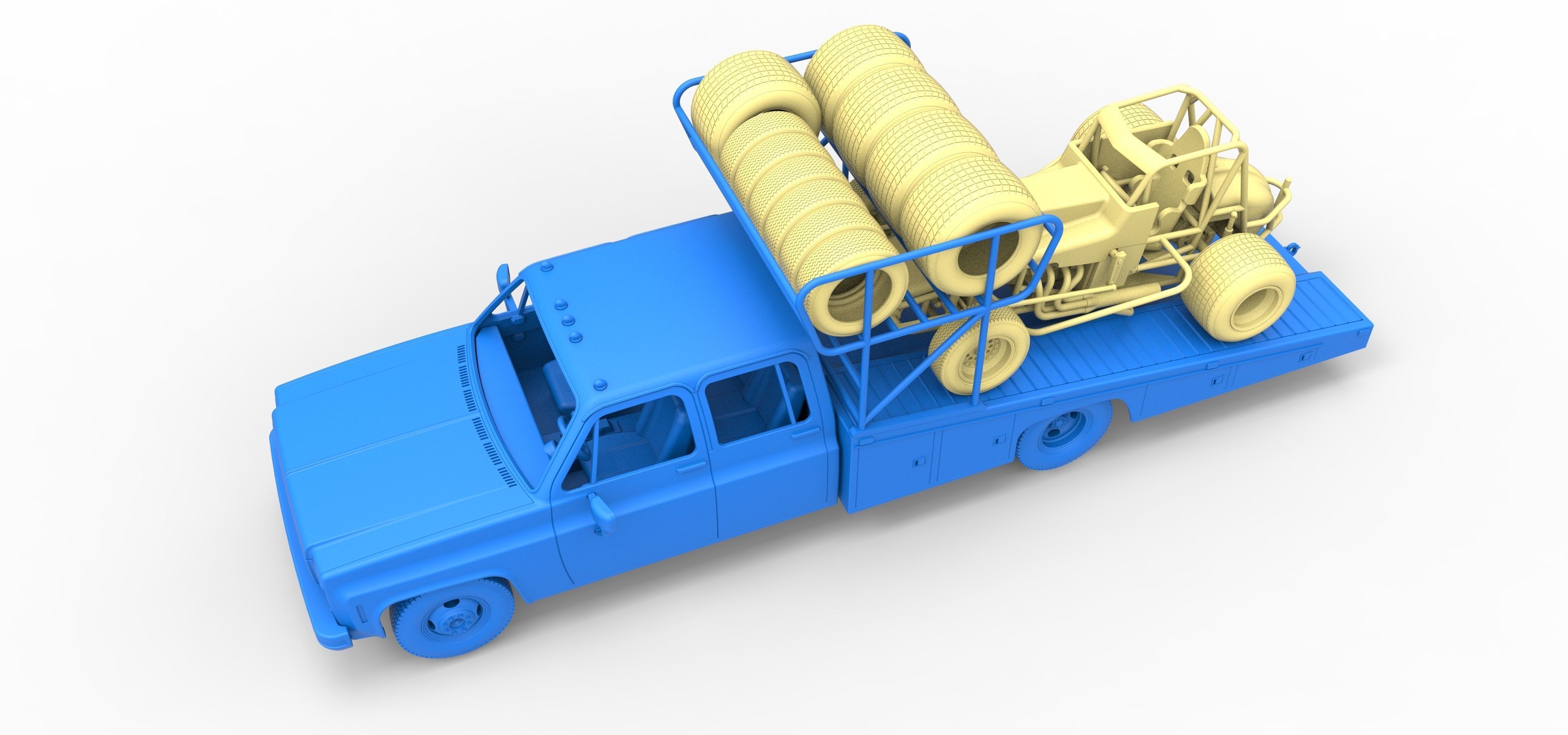 Vintage Transporter truck for Race car Version 2 Scale 1 to 25 3D print model_27