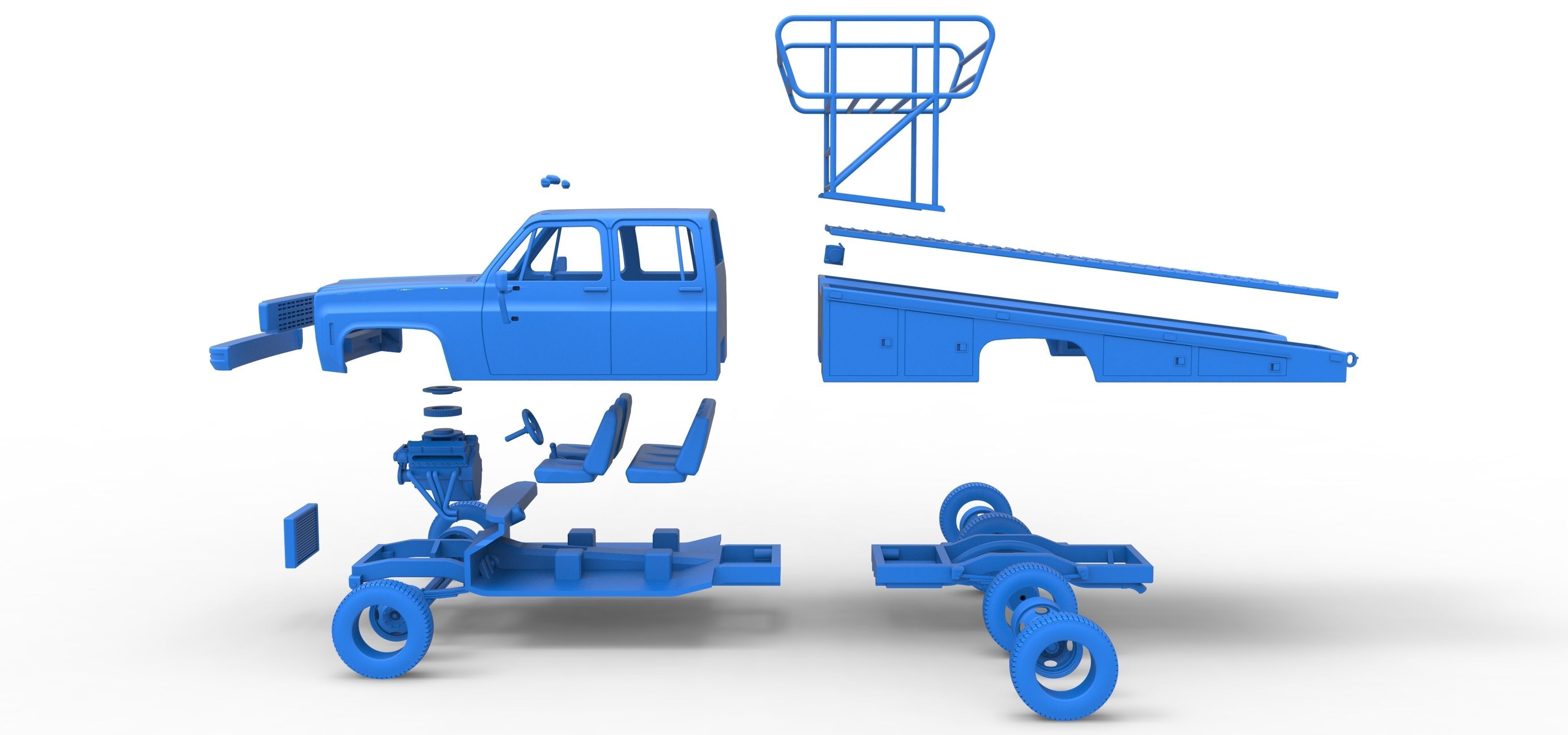 Vintage Transporter truck for Race car Version 2 Scale 1 to 25 3D print model_55