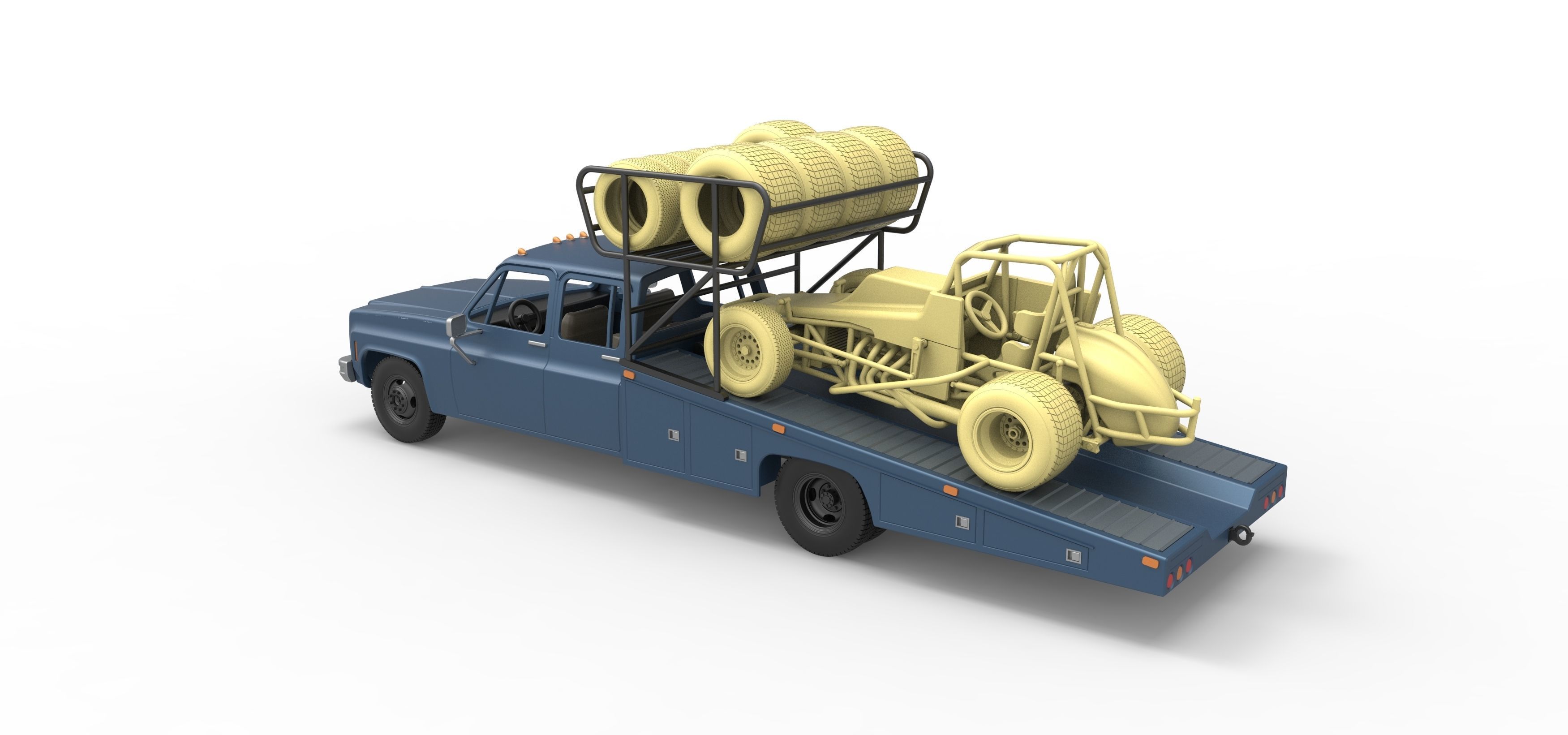 Vintage Transporter truck for Race car Version 2 Scale 1 to 25 3D print model_7