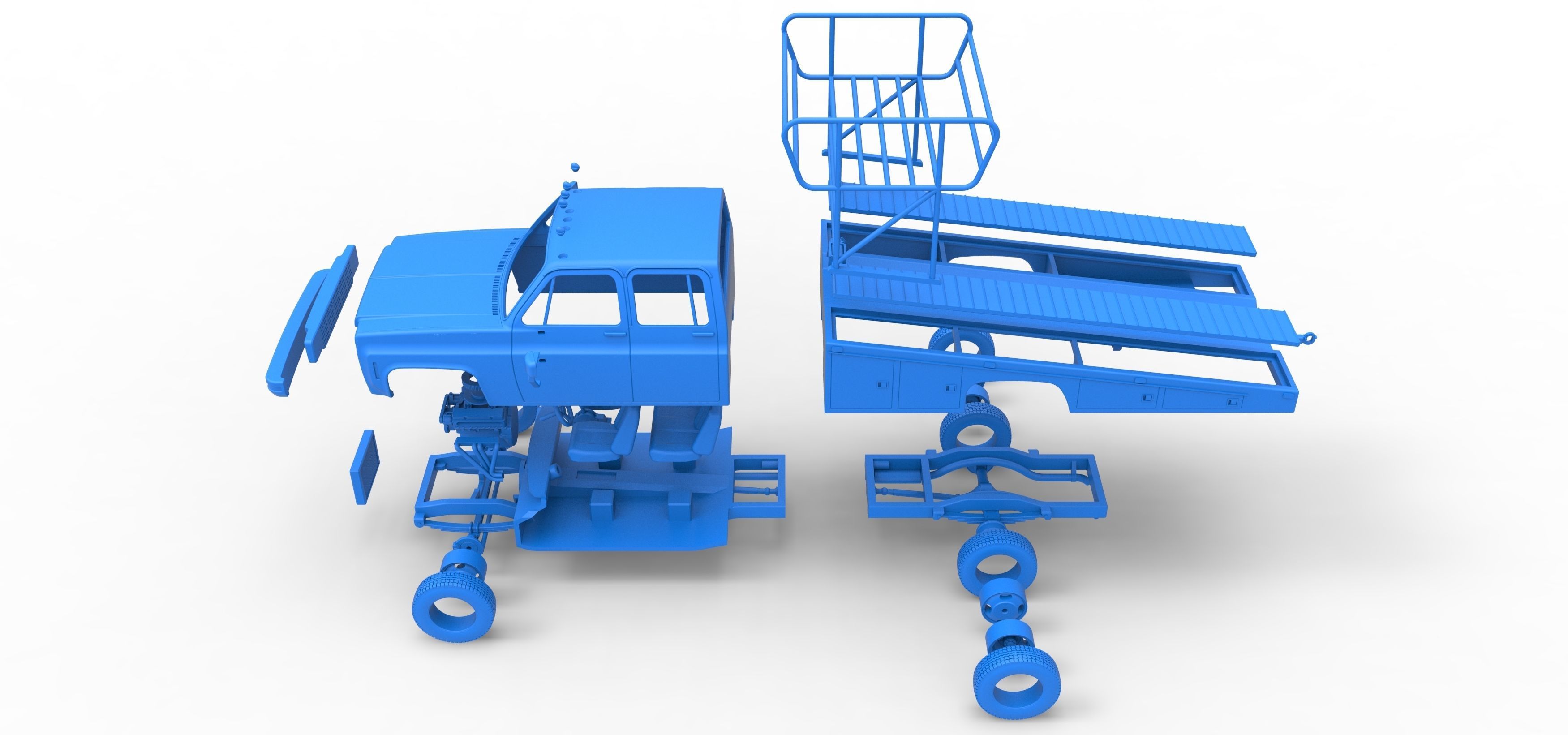 Vintage Transporter truck for Race car Version 2 Scale 1 to 25 3D print model_56