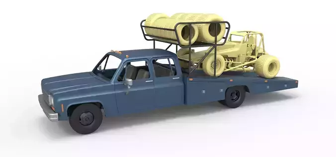Vintage Transporter truck for Race car Version 2 Scale 1 to 25 3D print model