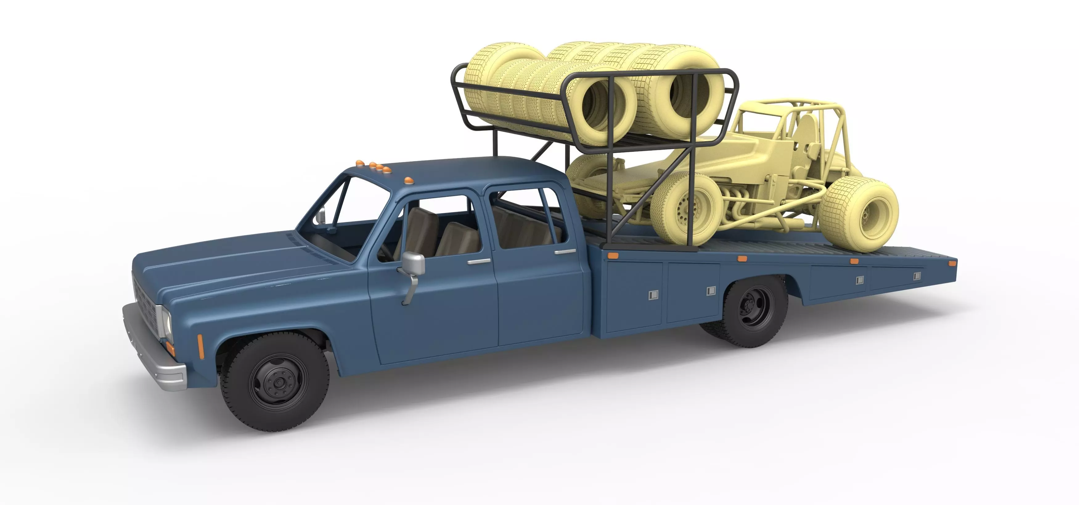 Vintage Transporter truck for Race car Version 2 Scale 1 to 25 3D print model_0