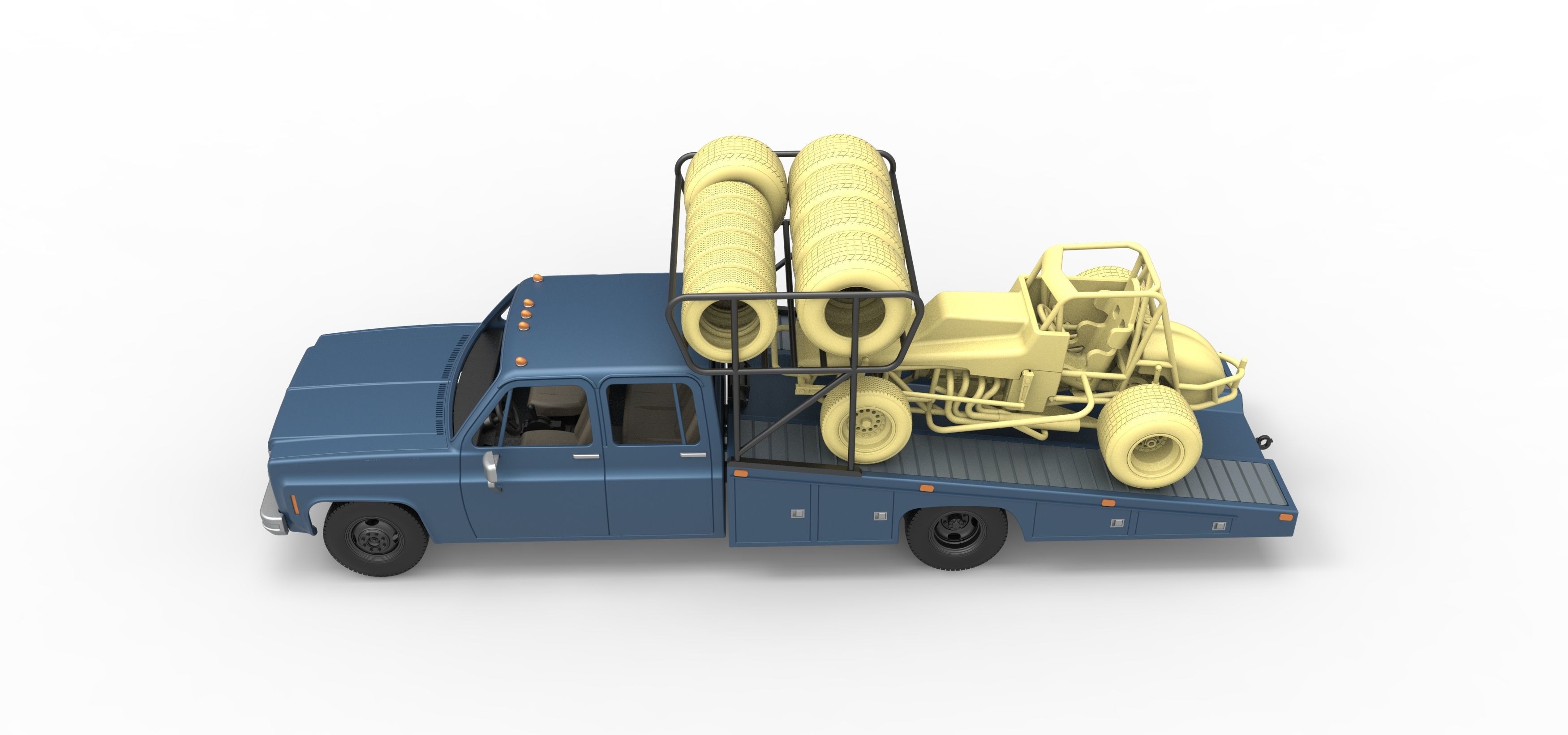 Vintage Transporter truck for Race car Version 2 Scale 1 to 25 3D print model_6