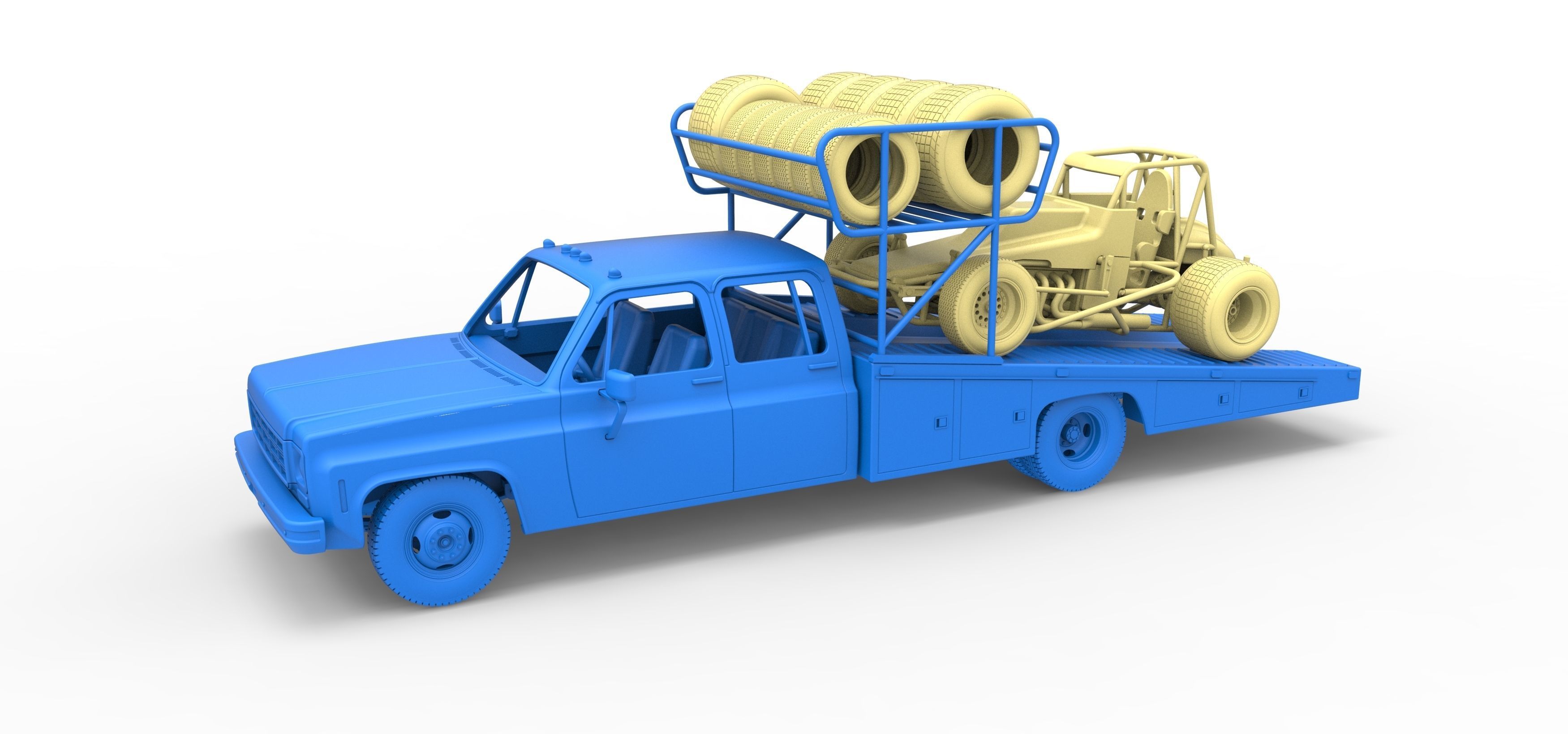 Vintage Transporter truck for Race car Version 2 Scale 1 to 25 3D print model_26