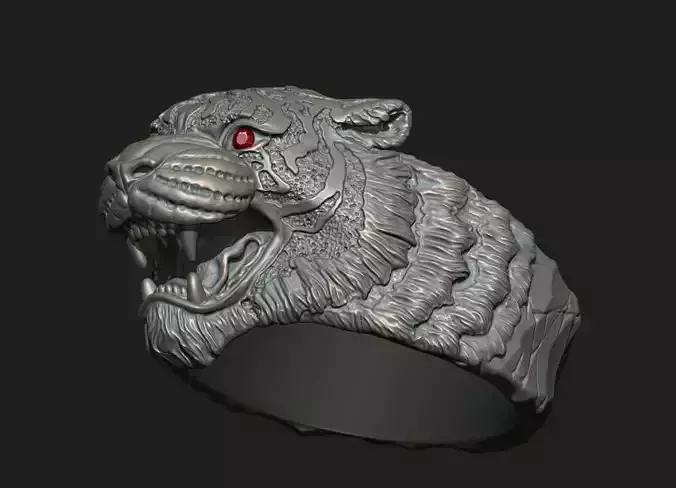 MEN S TIGER HEAD RING 2 Printable Model