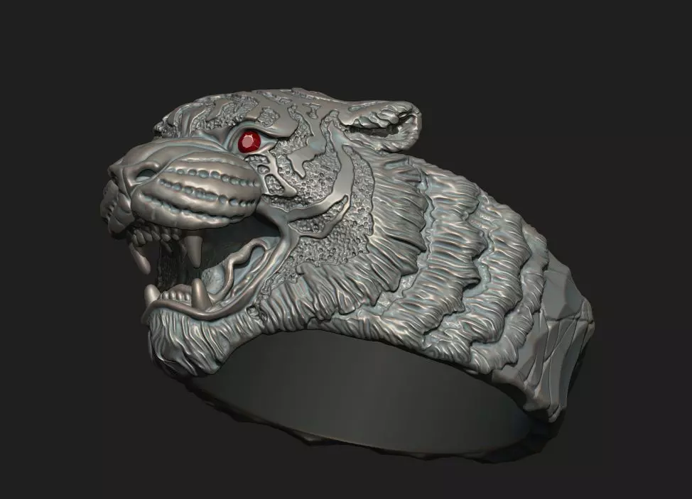 MEN S TIGER HEAD RING 2 Printable Model 3D print model