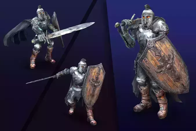 Skeleton Dark Knight Low-poly 3D model