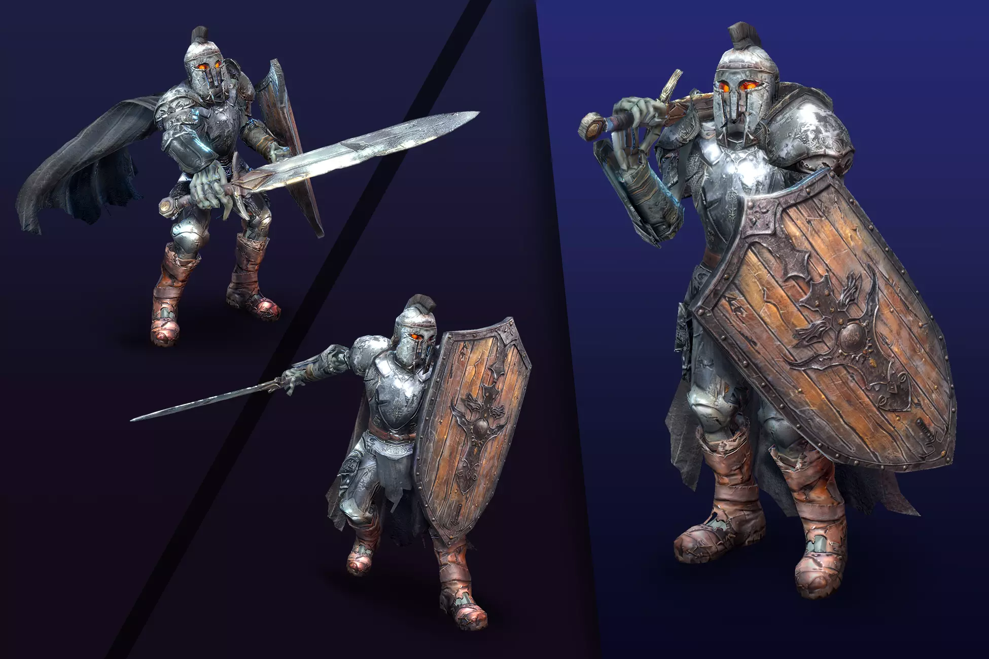 Skeleton Dark Knight Low-poly 3D model_0