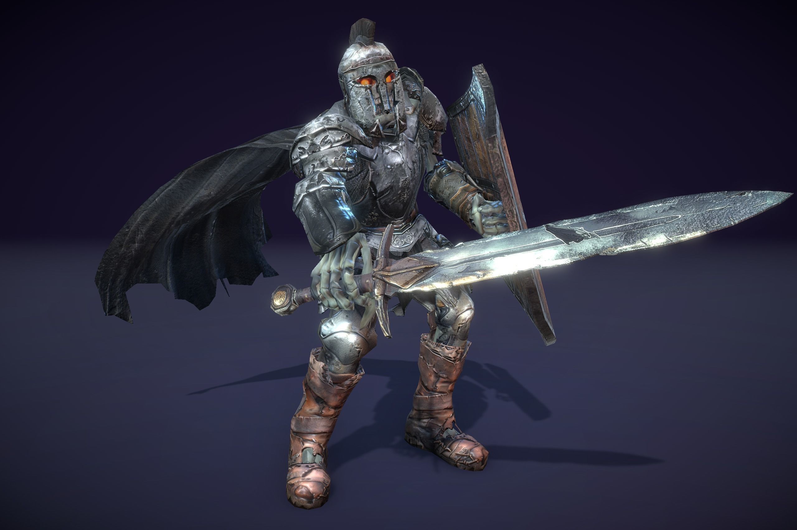 Skeleton Dark Knight Low-poly 3D model_6