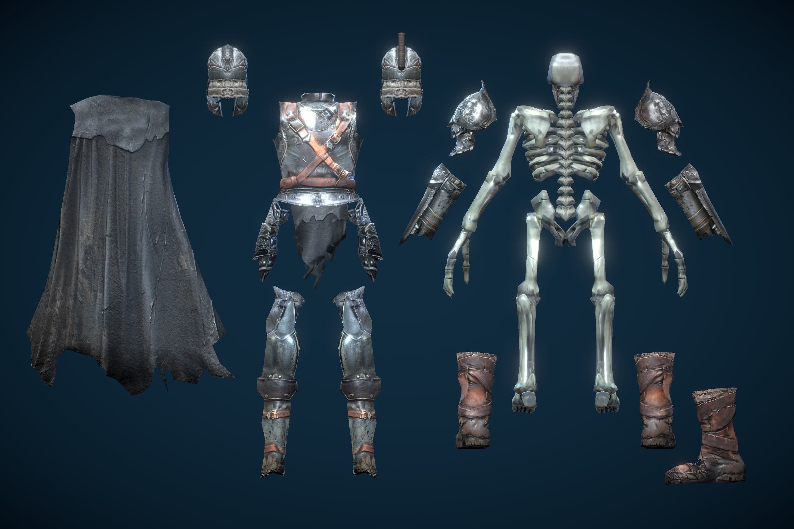 Skeleton Dark Knight Low-poly 3D model_13