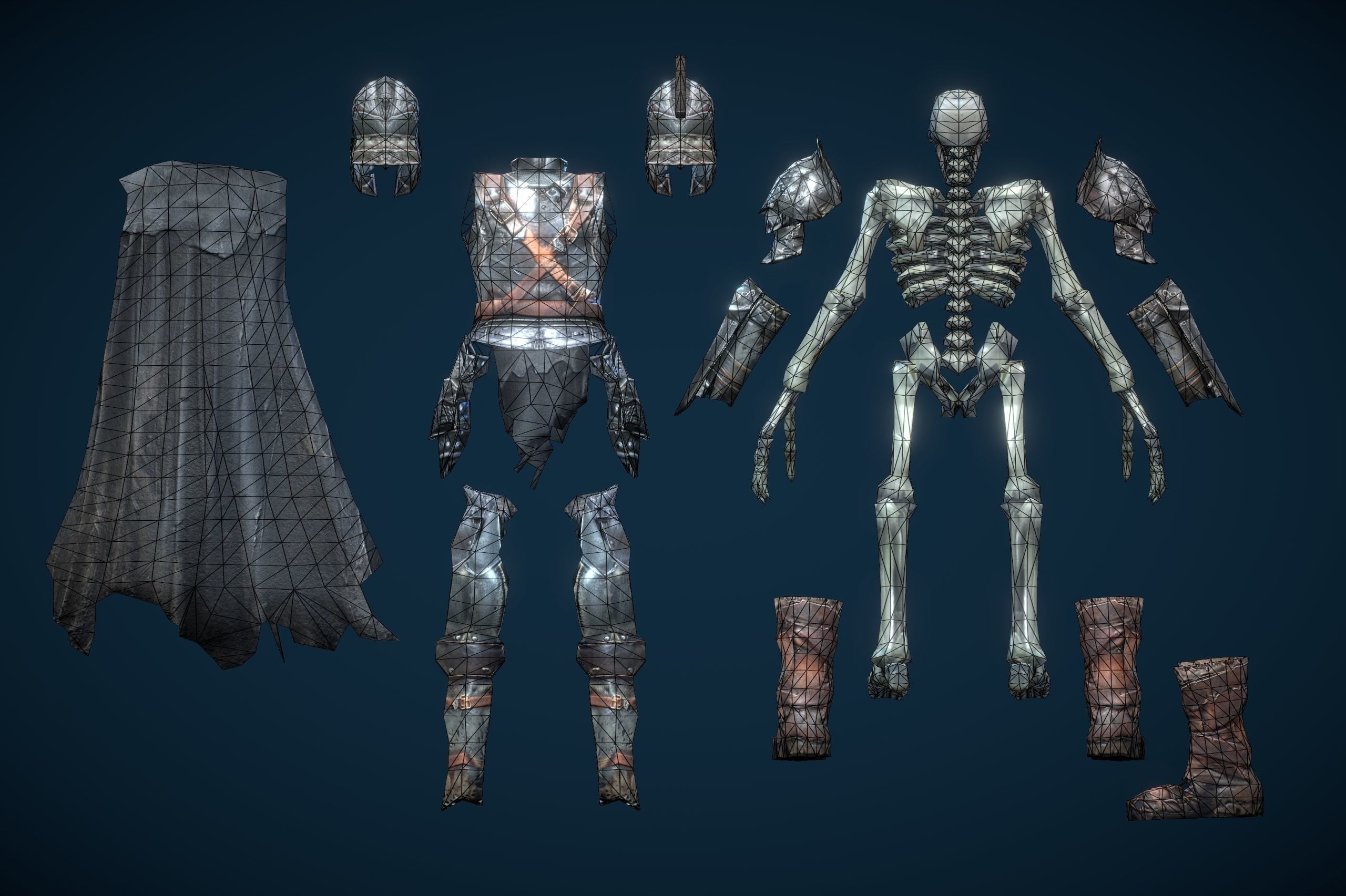 Skeleton Dark Knight Low-poly 3D model_14