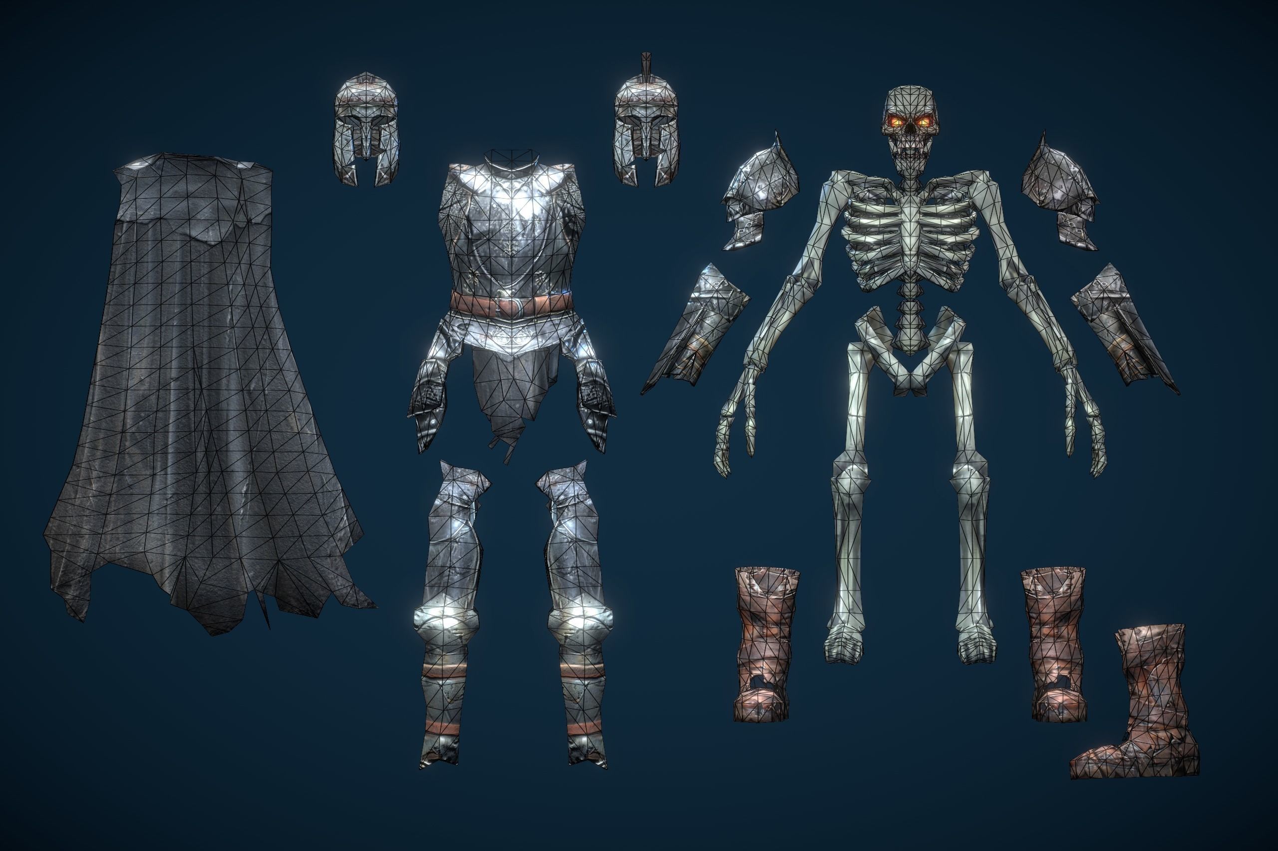 Skeleton Dark Knight Low-poly 3D model_12