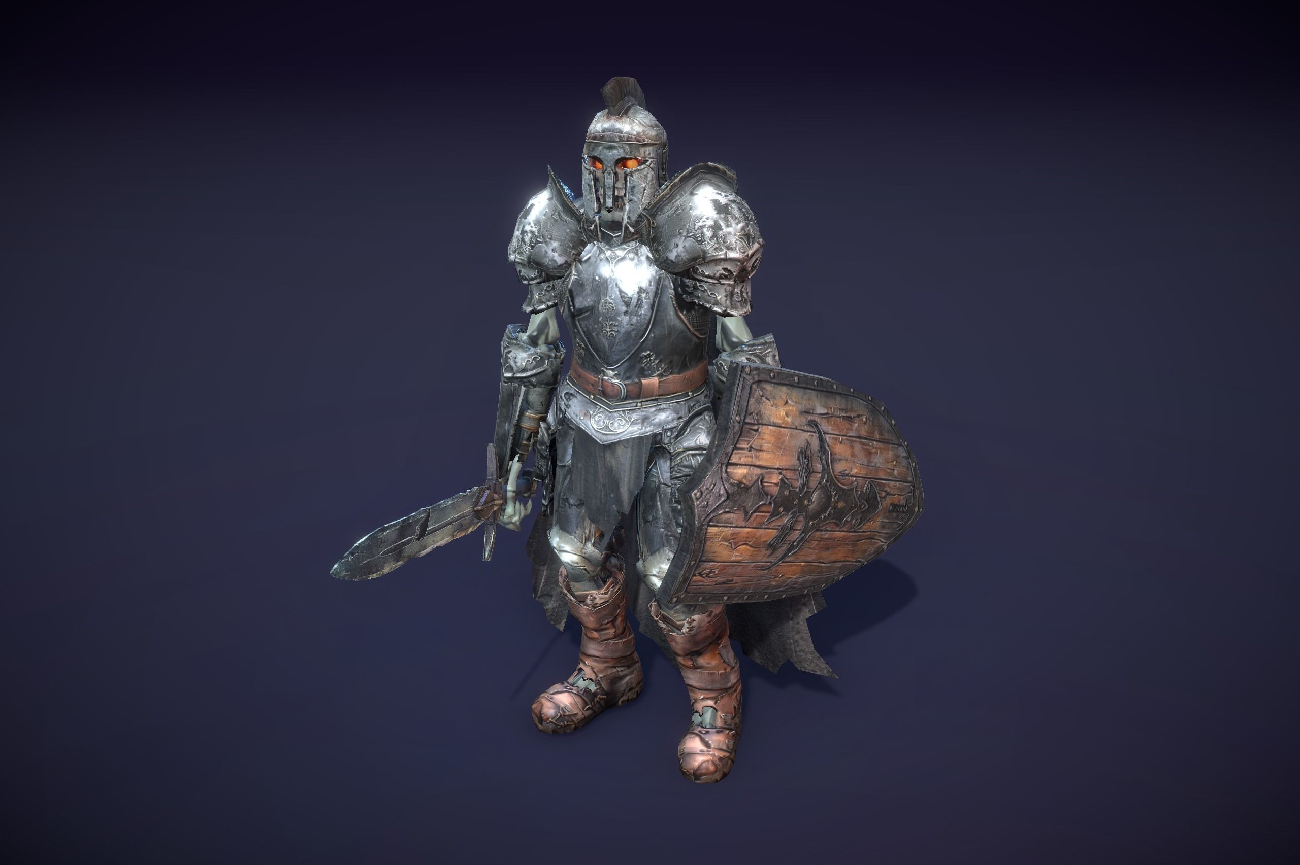 Skeleton Dark Knight Low-poly 3D model_3