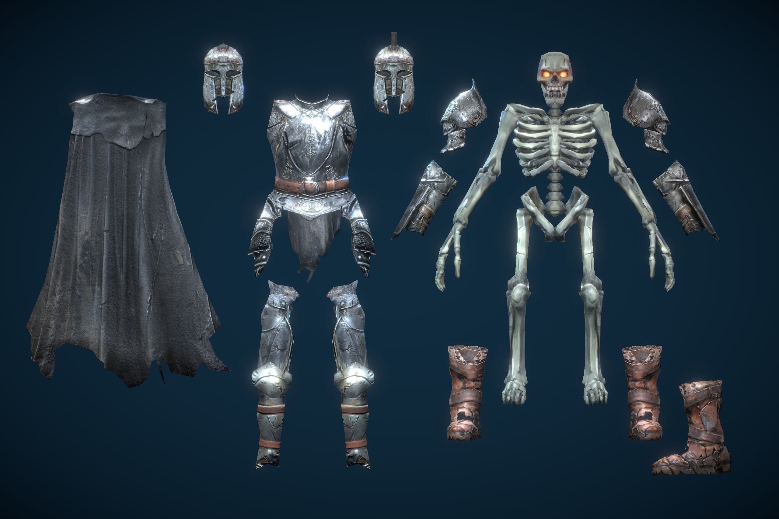 Skeleton Dark Knight Low-poly 3D model_11