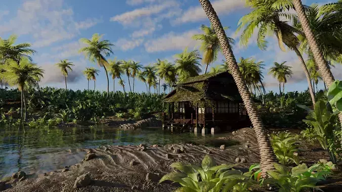 Tropical Cabin Scene