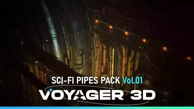 SciFi Pipes Pack Vol01 Low-poly 3D model