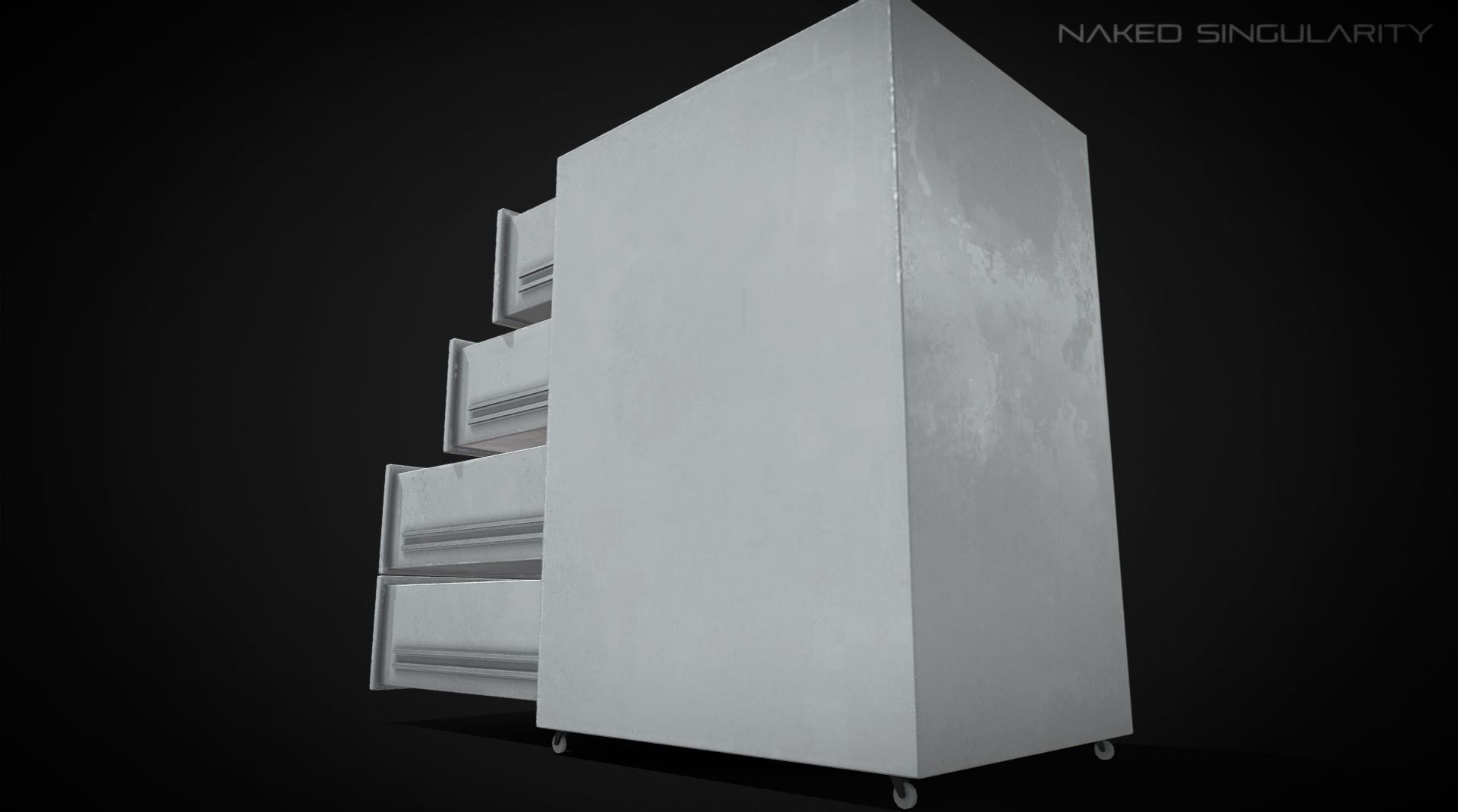 Office drawer cabinet - mobile file storage Low-poly 3D model_5