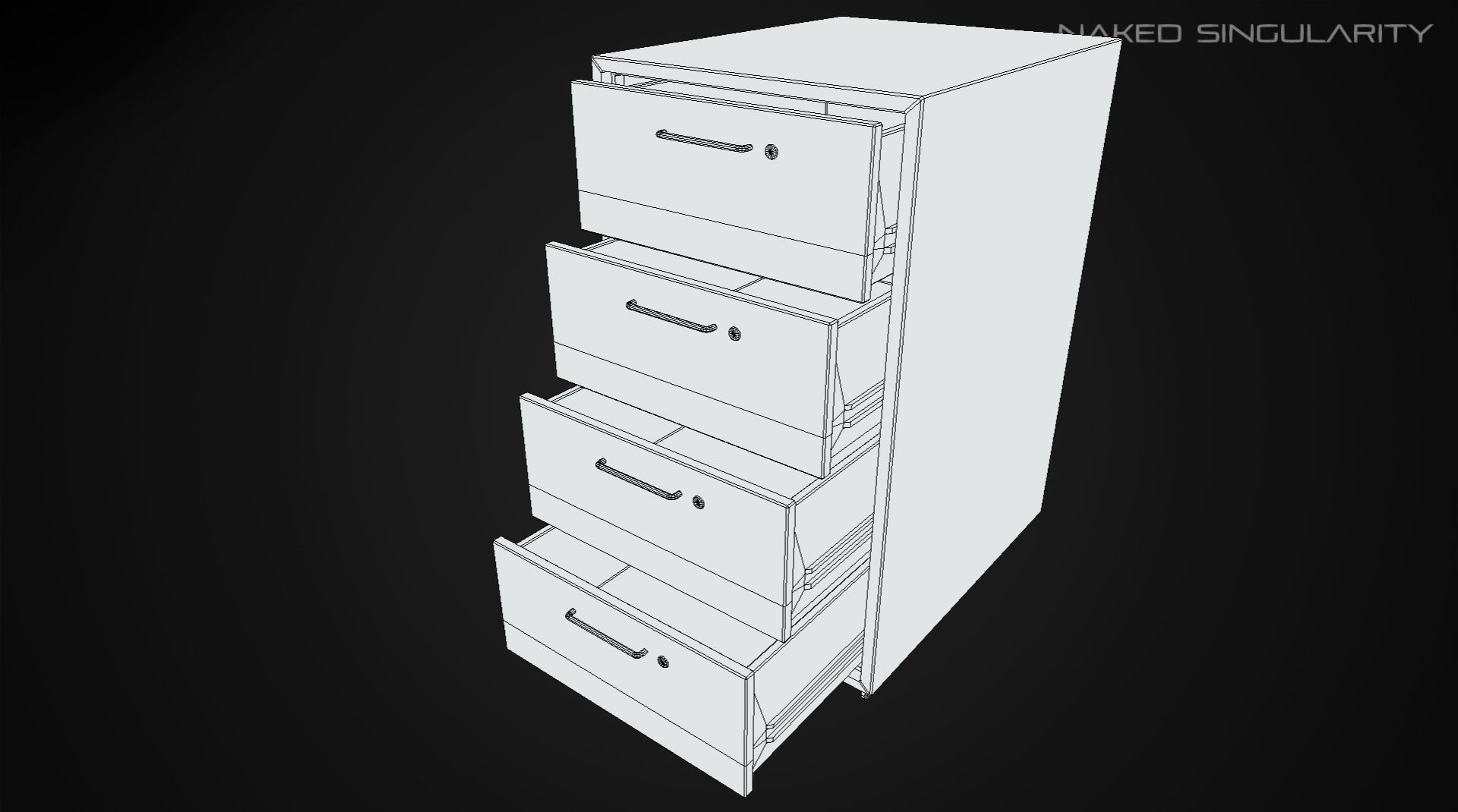 Office drawer cabinet - mobile file storage Low-poly 3D model_9
