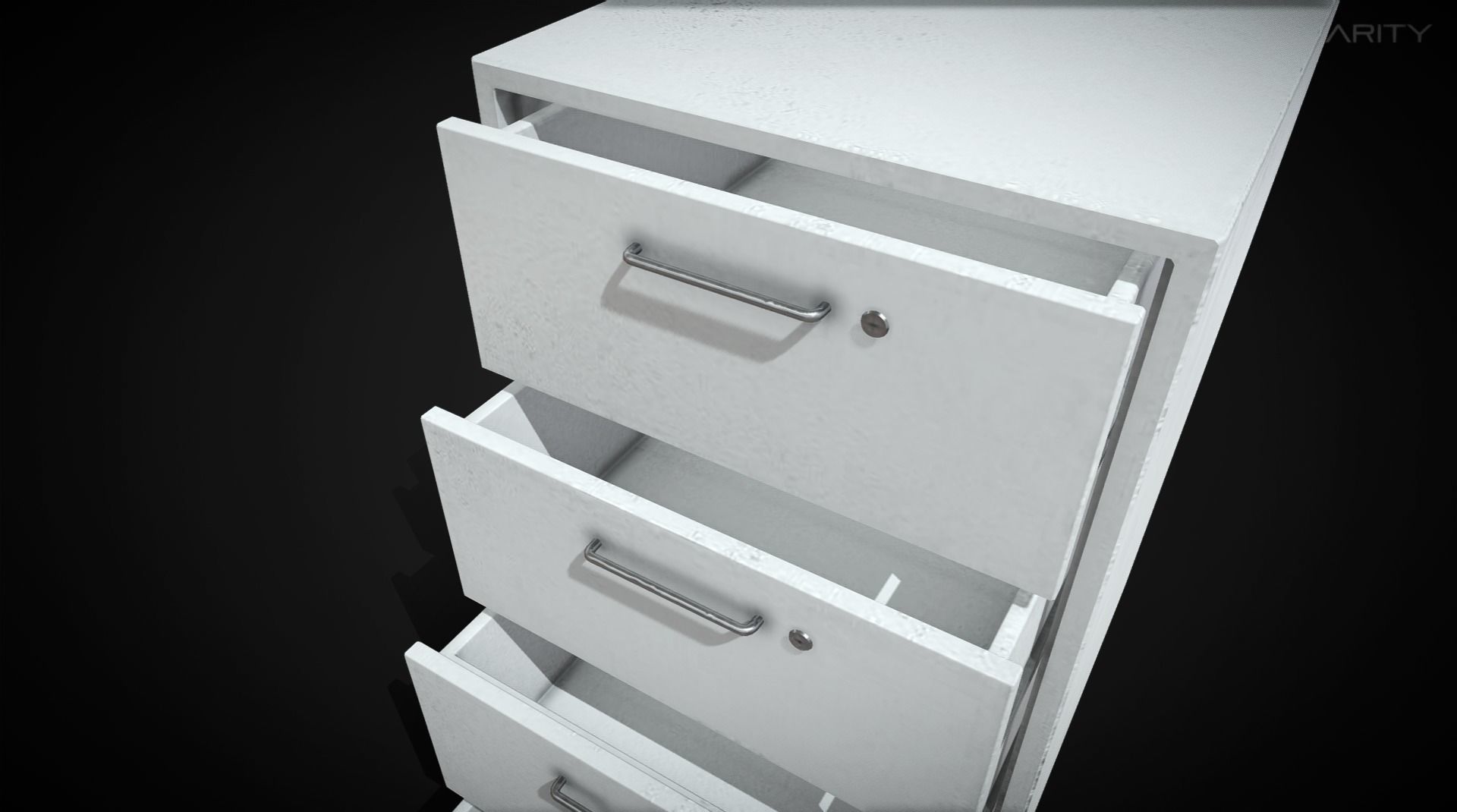 Office drawer cabinet - mobile file storage Low-poly 3D model_7