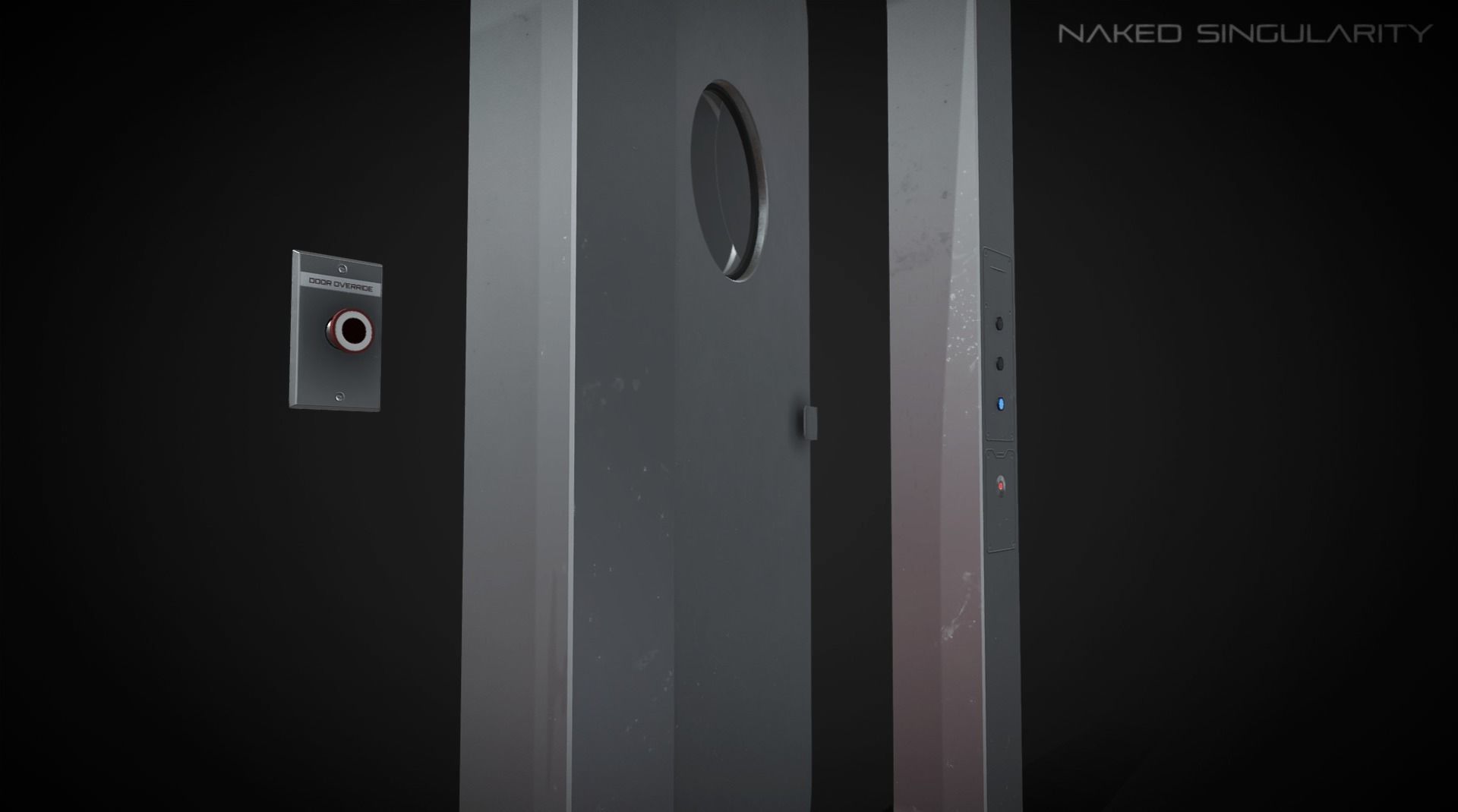 Laboratory Door - Double Single Metal Glass Low-poly 3D model_4