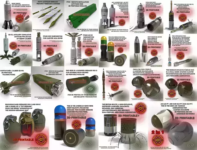 Ammunition of Russian Ukrainian war and more 3D Printable models 3D Model Collection