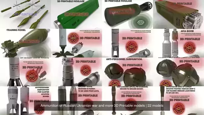 Ammunition of Russian Ukrainian war and more 3D Printable models