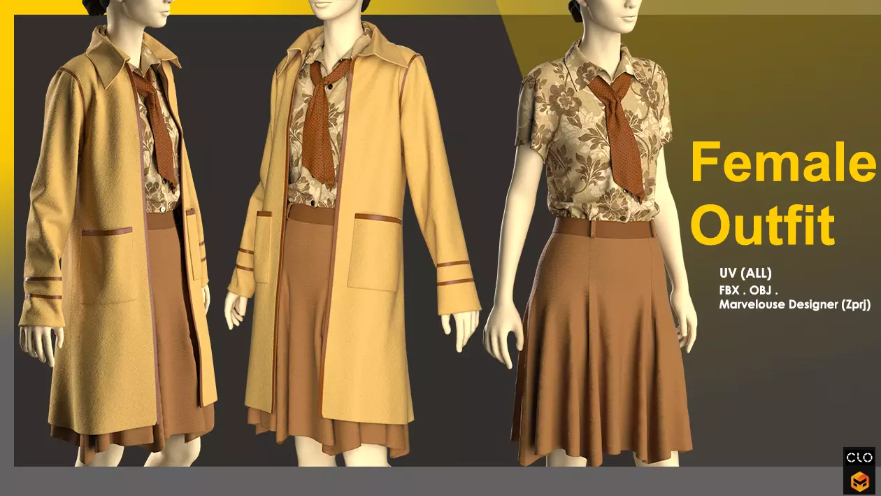 Female Outfit 3D model_0