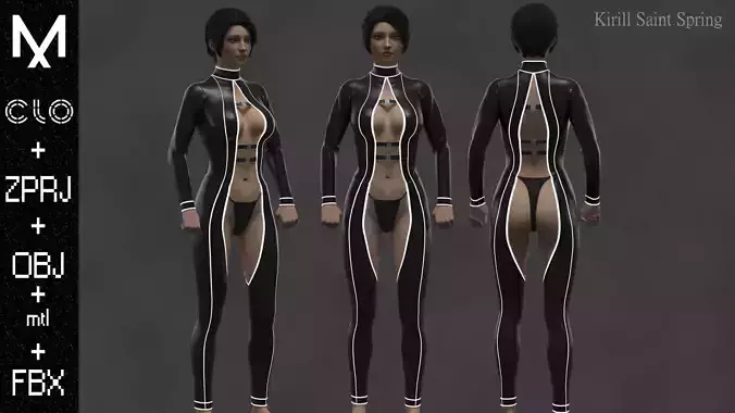Cyber Suit Female Marvelous designer Clo3d OBJ mtl FBX ZPRJ