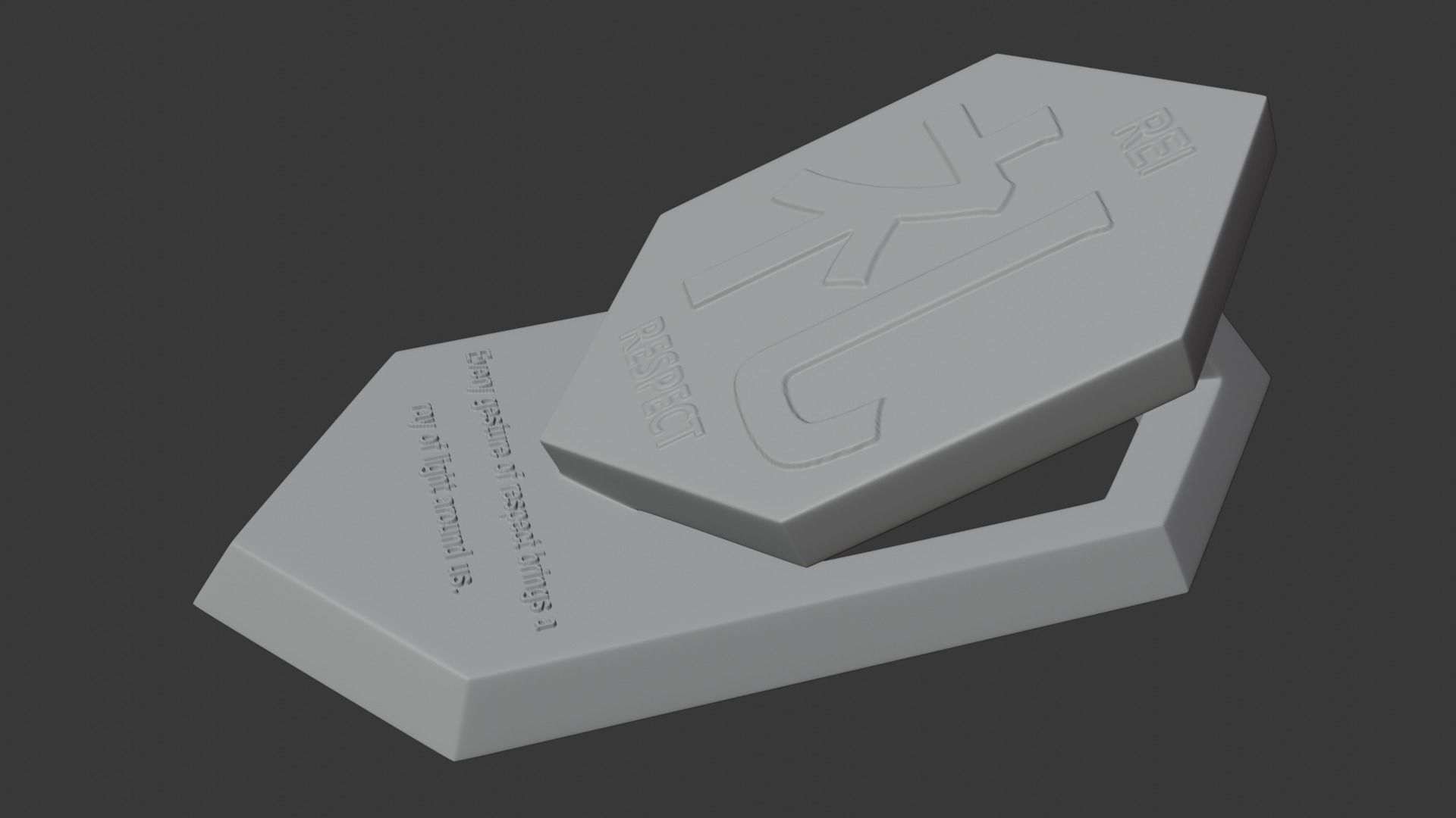 Hexagonal tablet with motivational message about respect 3D print model_4