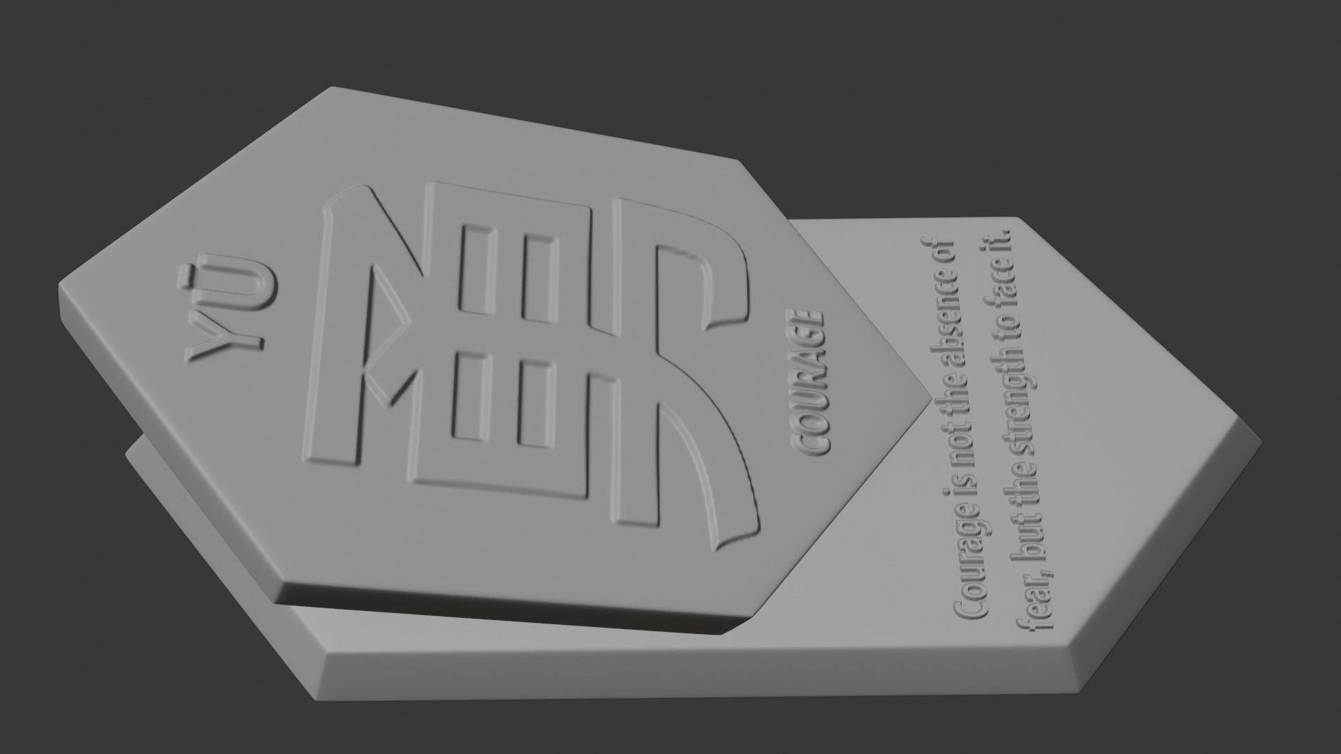 Tablet with motivational message about courage 3D print model_5