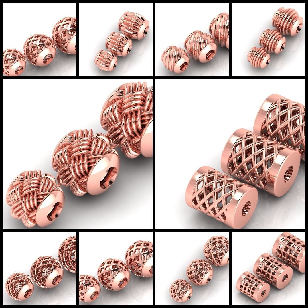 50 UNIQUE DESIGN OF 150 beads or balls or jewelry accessories 3D Model Collection_2