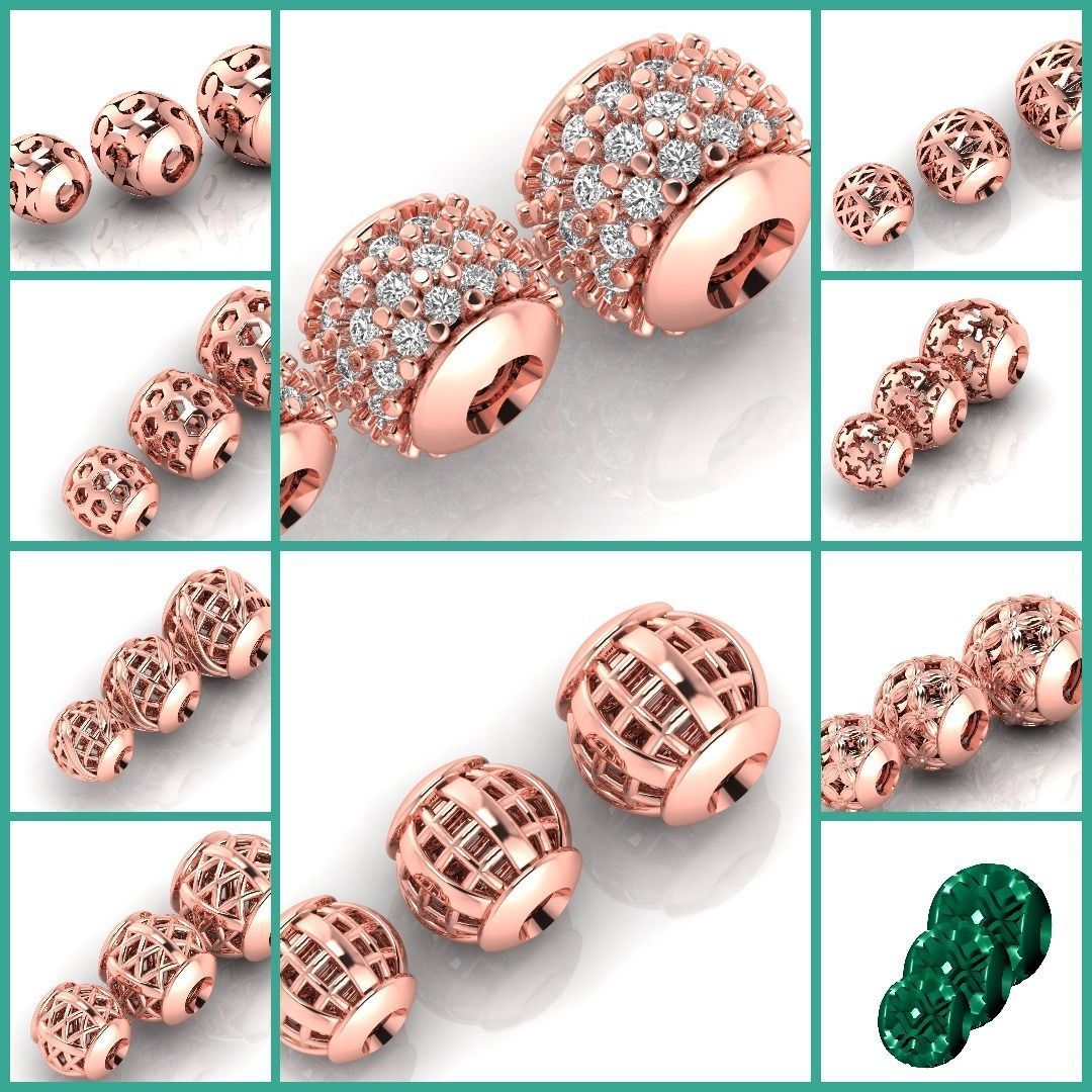 50 UNIQUE DESIGN OF 150 beads or balls or jewelry accessories 3D Model Collection_1