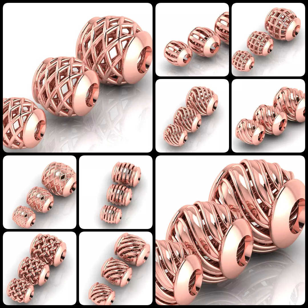 50 UNIQUE DESIGN OF 150 beads or balls or jewelry accessories 3D Model Collection_0