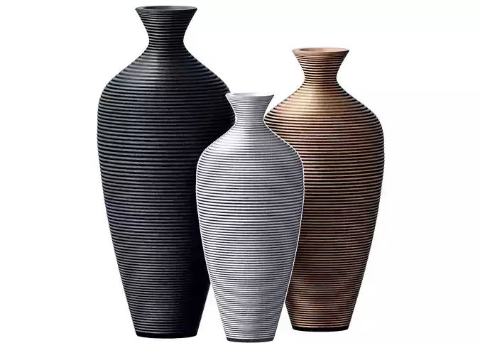 Decorative Fluted Floor Vase Urn Home Decoration Set