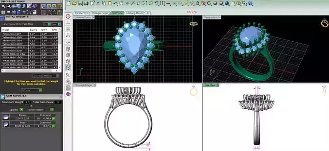  2278 Diana pear ring