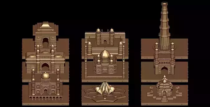  Indian Monuments Low-poly Landmarks