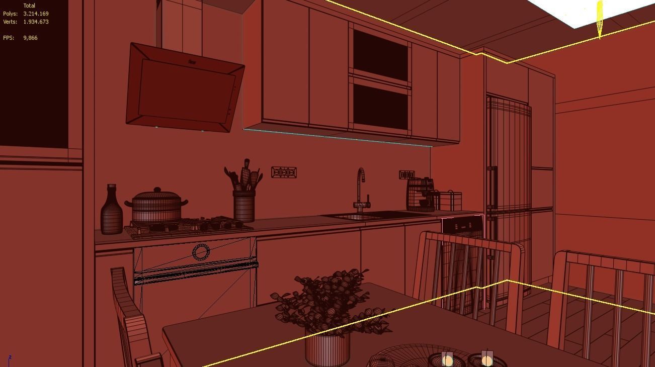 Full Kitchen with all objects 3D model_6