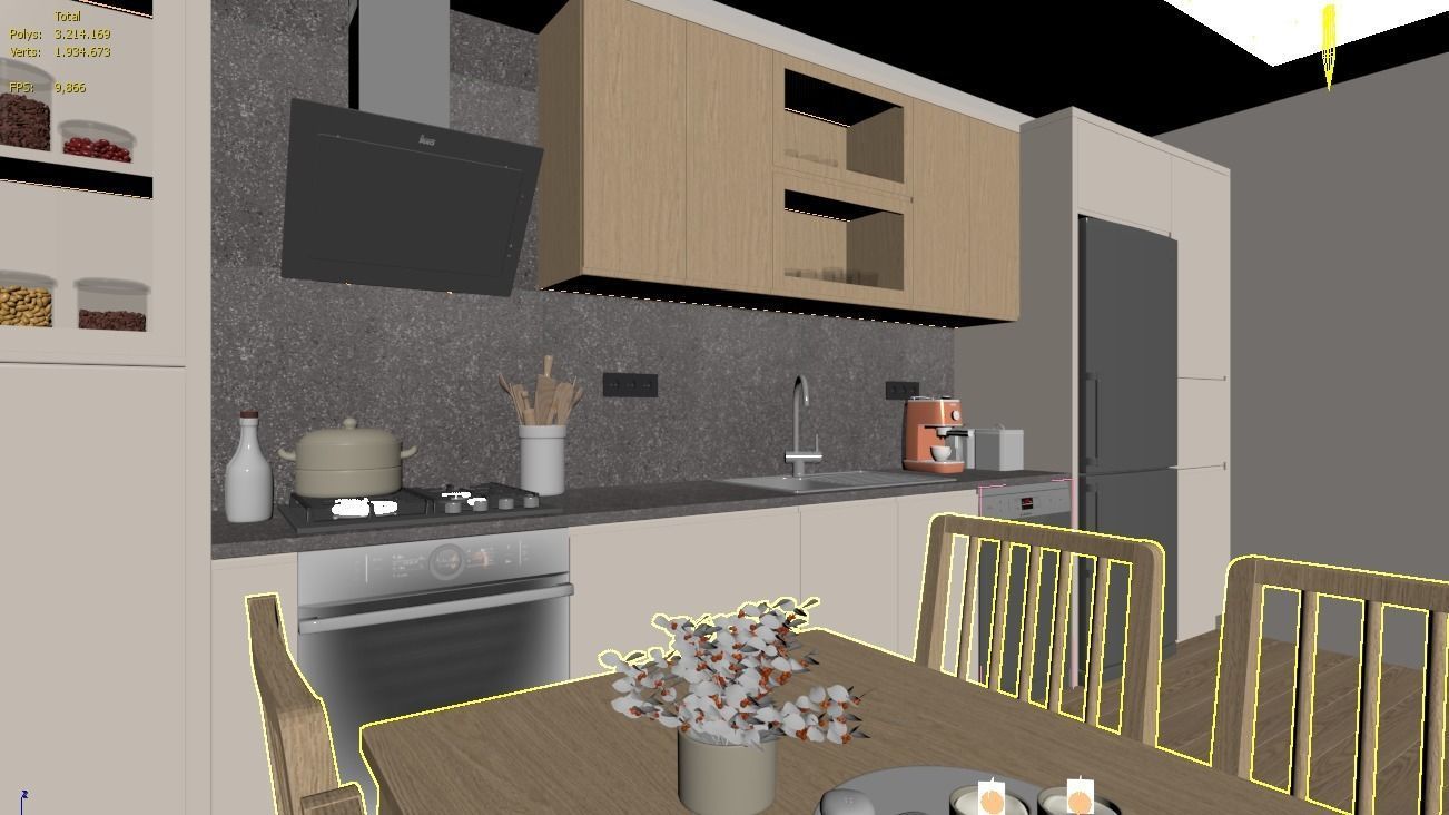 Full Kitchen with all objects 3D model_5