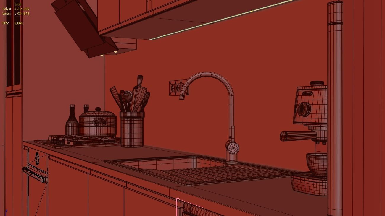 Full Kitchen with all objects 3D model_4